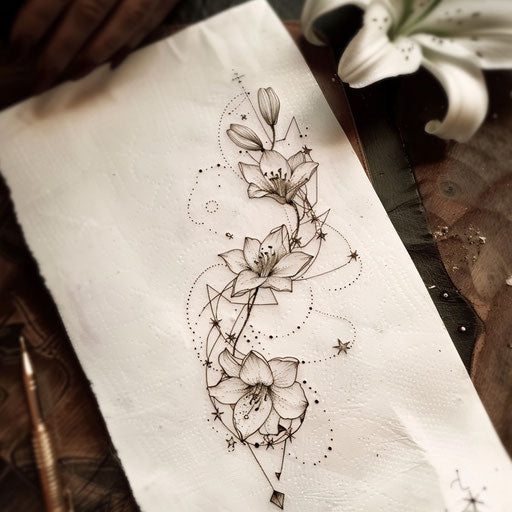 Elegant design of Aquarius constellation with delicate lilies