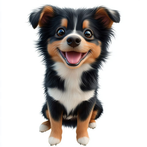 Cute 3D dog on flat white background