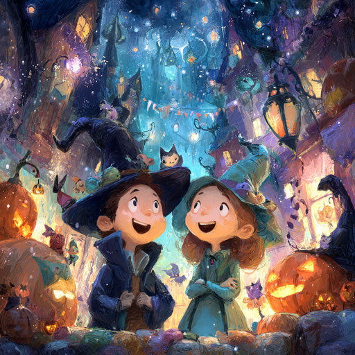 Whimsical Halloween Magic in a Cheerful Dream Setting