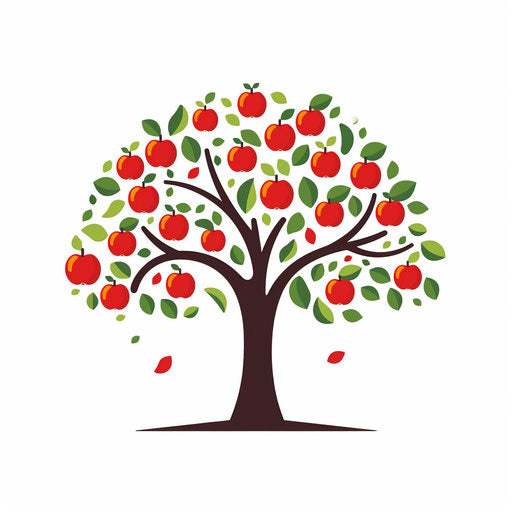 Minimalist apple tree illustration on white background