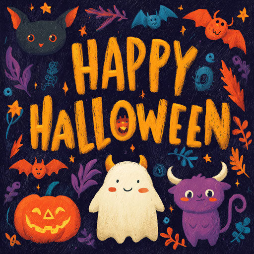 Festive Halloween greeting with traditional symbols