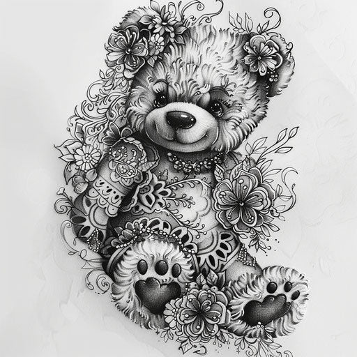 Teddy Bear Body Art Tattoo Stencil Kit