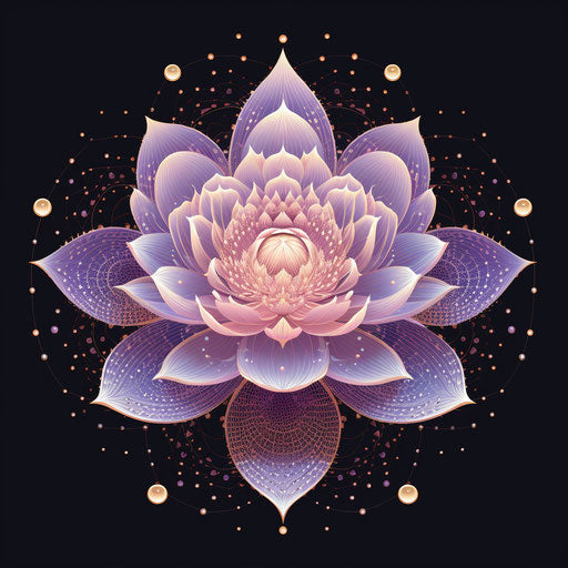 Purple lotus flower with dots, line drawing style