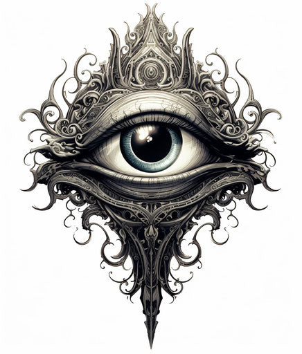 All seeing eye art in the dark, detailed foliage