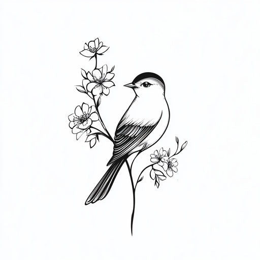 Cute little tattoo sketch with bird silhouette