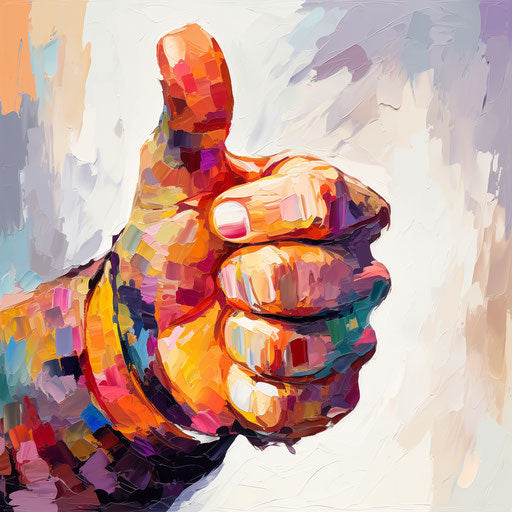 Thumbs up clipart in Impressionistic Art style on white background