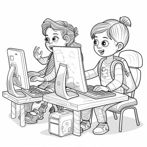 Kids playing educational games on computers