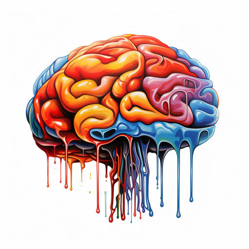 Brain illustration in the style of oil painting, on white background