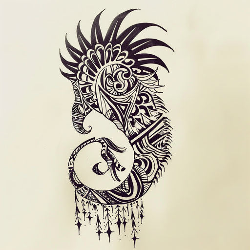 Tribal-inspired Virgo constellation tattoo sketch