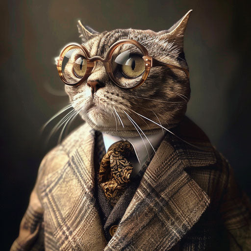 Tortoise cat dressed like a man