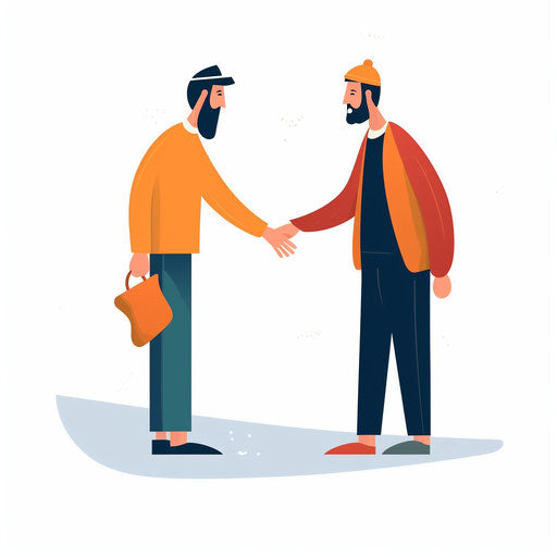 Helping others clipart in Minimalist style, on white background