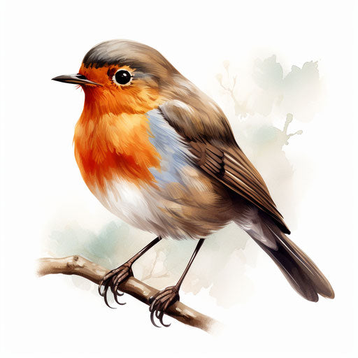 Oil painting style illustration of a bird on white
