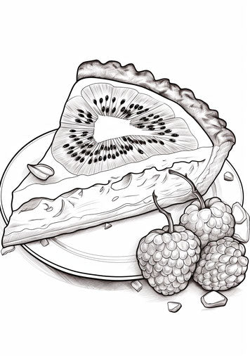 Adorable pie slice coloring page