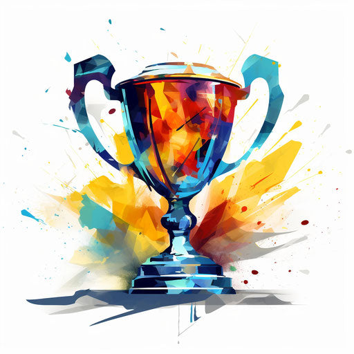 Trophy clipart in the style of Impressionistic Art, on white background
