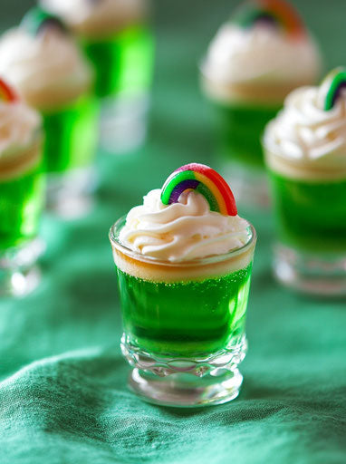 Colorful dessert with cream and rainbow candies