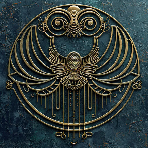 Art Deco logo for a clothing brand with a luxurious background, rich colors