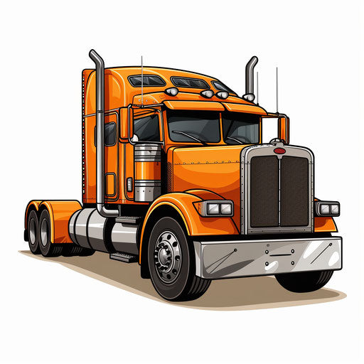 Minimalist style semi truck clipart on white background