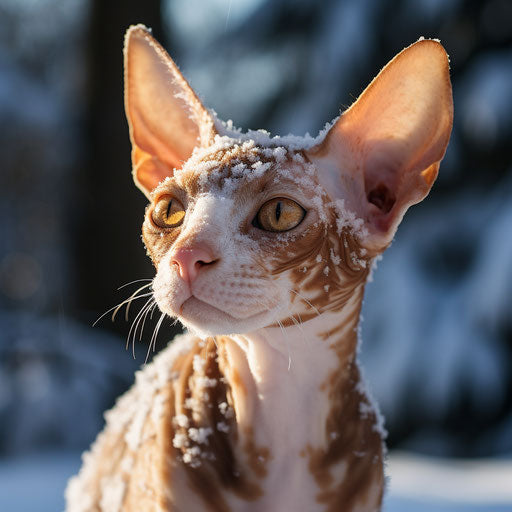 Cornish rex in the snow