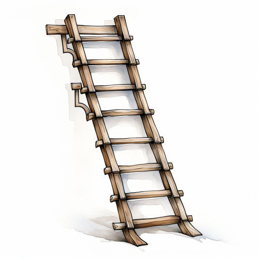 Ladder clipart in the style of Chiaroscuro Art, on a white background
