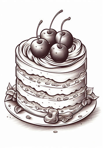 A slice of cake with a cute face coloring page