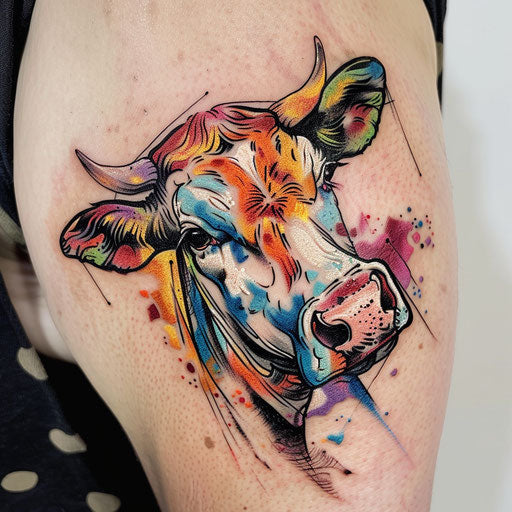 Expressive cow with impressionistic brush strokes