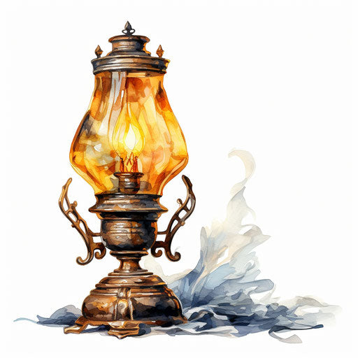 Lamp clipart in the style of Oil painting, on a white background
