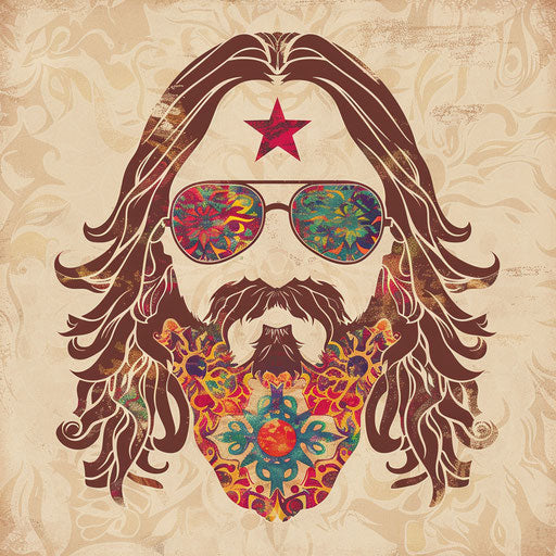 Hippie clipart in photo realistic quality on flat beige background
