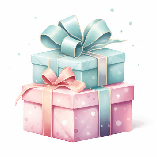 Christmas gift illustration in Pastel Colors Art style