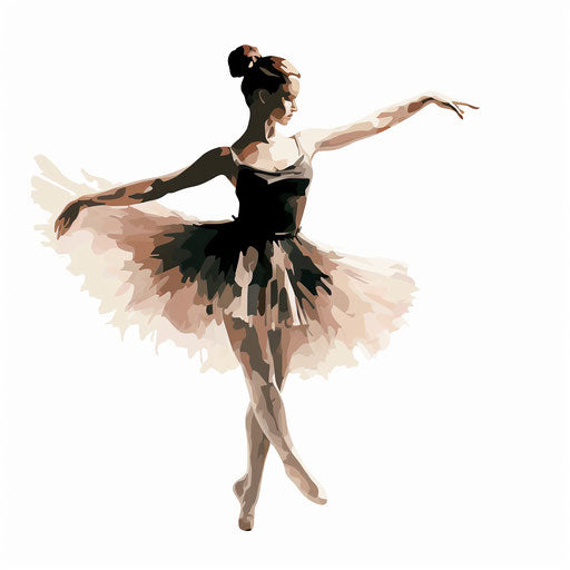Ballet clipart in the style of Chiaroscuro Art, on white background