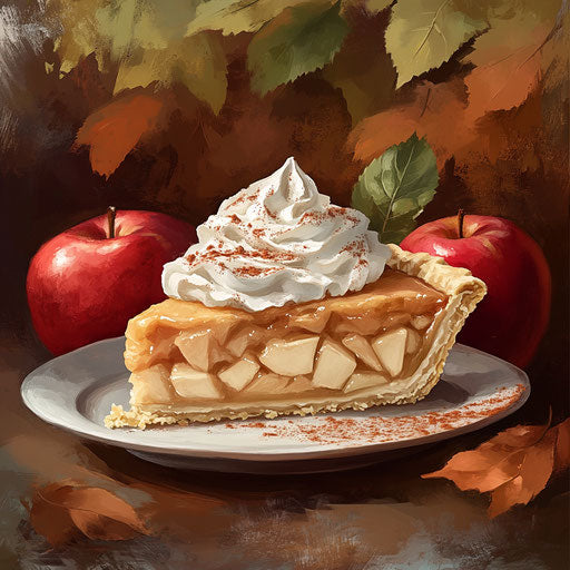 Apple pie with whipped cream and cinnamon