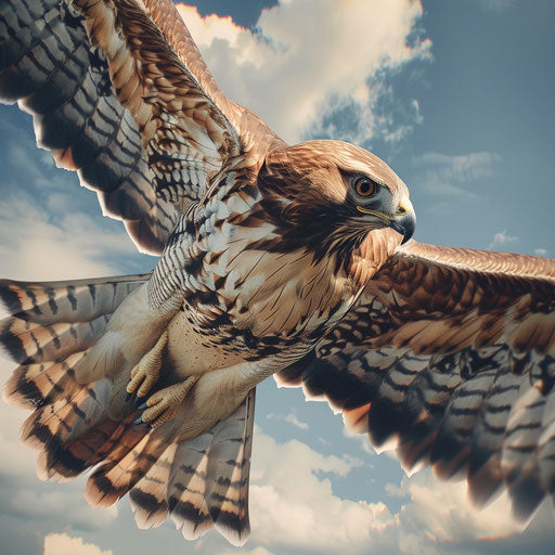 Red falcon bird with a regal pose in the sky