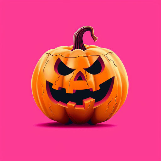 Cheerful Halloween clipart on bright magenta backdrop