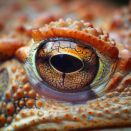 Textured toad skin, bright eyes in Roeselien Raimond style