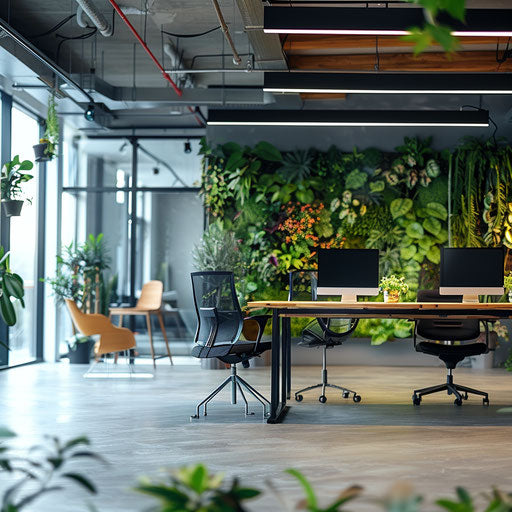 Modern commercial images focused on sustainable practices in a green office