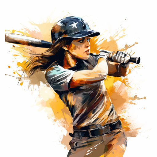 Softball clipart in the style of Oil painting, on a white background