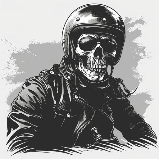 Biker tattoo sketch with skull helmet
