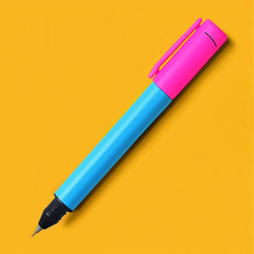 Highlighter clipart in photo realistic style on flat random color background
