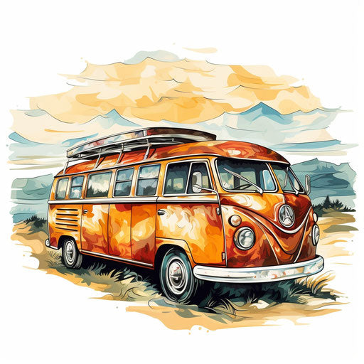 Truck clipart in the style of oil painting on white background