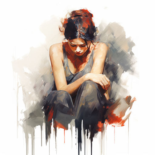 Depression illustration in the style of Oil painting, on white background
