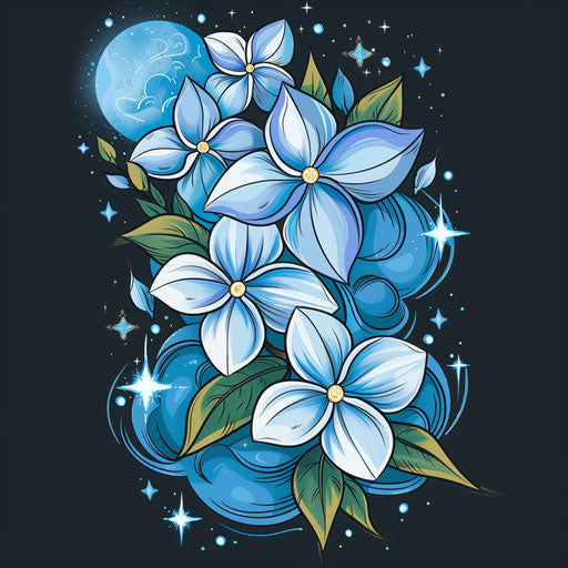Exotic flowers in the starry night