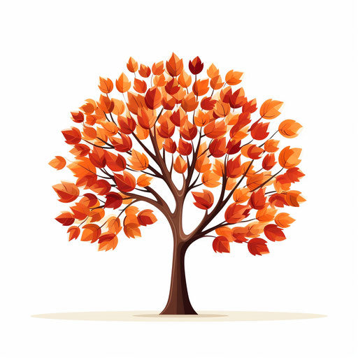 Autumn tree in Minimalist style, on white background