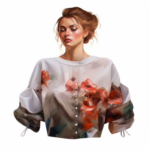 Blouse clipart in the style of Oil painting, on a white background