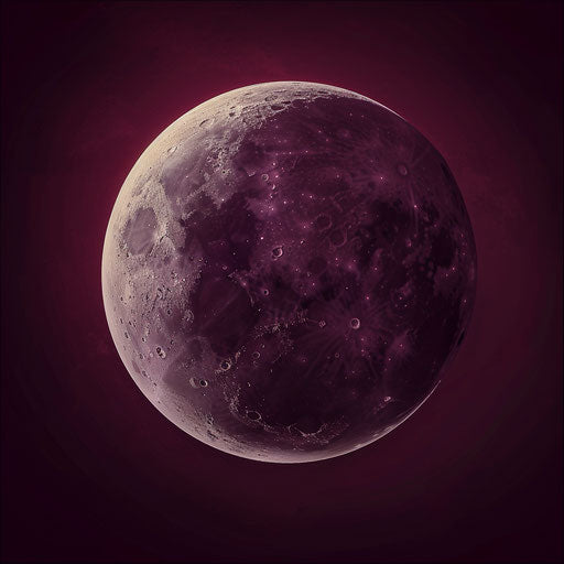 Realistic crescent moon clipart on rich burgundy background