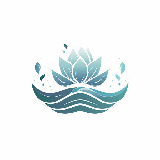 Wellness spa logo, serene waves and lotus flower in harmony