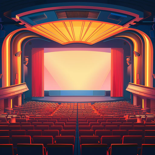 Movie theater clipart with dynamic lighting and vivid colors