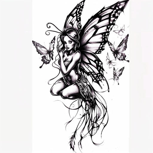 Butterfly-fairy tattoo design, beauty of butterflies and fairies