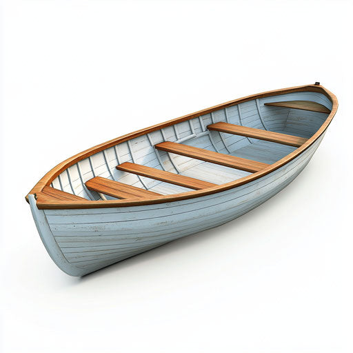 3D Rowboat on flat white background, isolated clipart