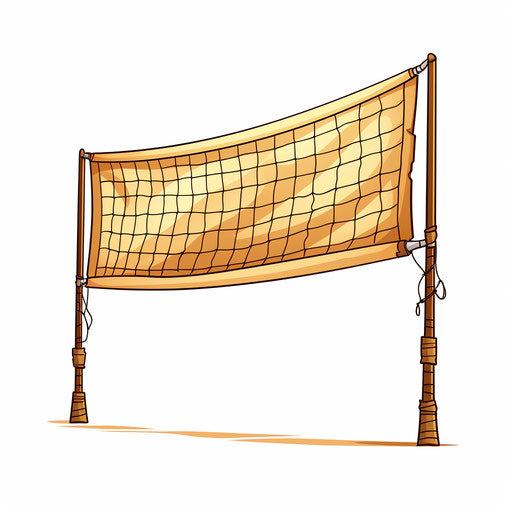 Volleyball net clipart in Minimalist style, on white background