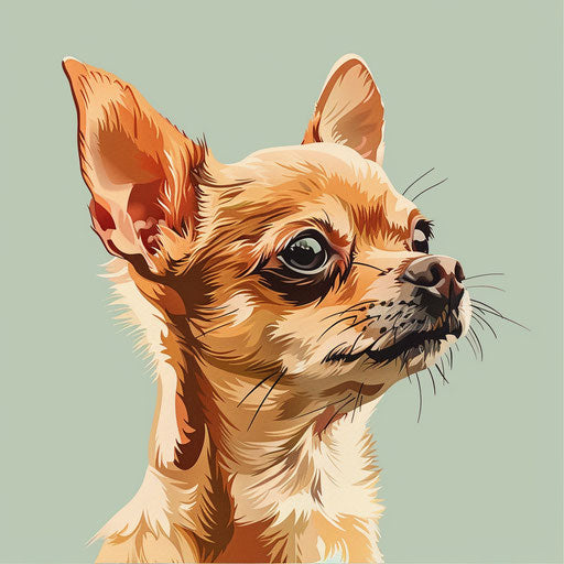 Chihuahua clipart in photo realistic style with flat background