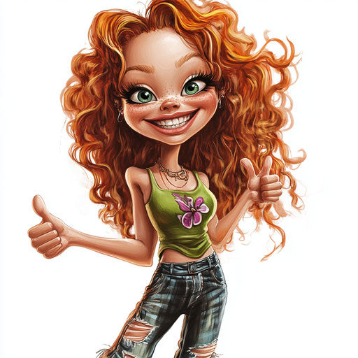 High-Resolution Female Caricature Clipart in 4K PNG